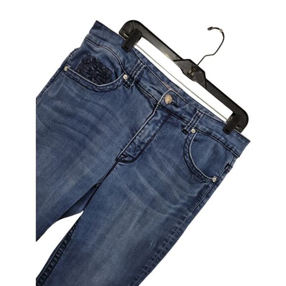 Melissa McCarthy Women's Seven Slim Flare Jeans Embroidered Pockets Size 14 - Picture 4 of 12